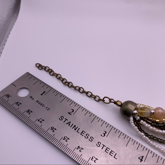 White and Beige Multi Strand Long Necklace - Picture 7 of 7